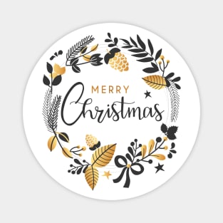 Christmas badge with quotes and golden ornaments Magnet